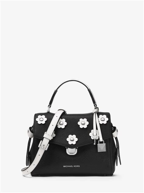 michael kors floral appliqué bag|Bristol Small Floral Appliqué Leather Satchel .